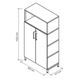 Technische Zeichnung des Aktenschranks FlexWall mit 1532 × 800 mm von hjh OFFICE PRO