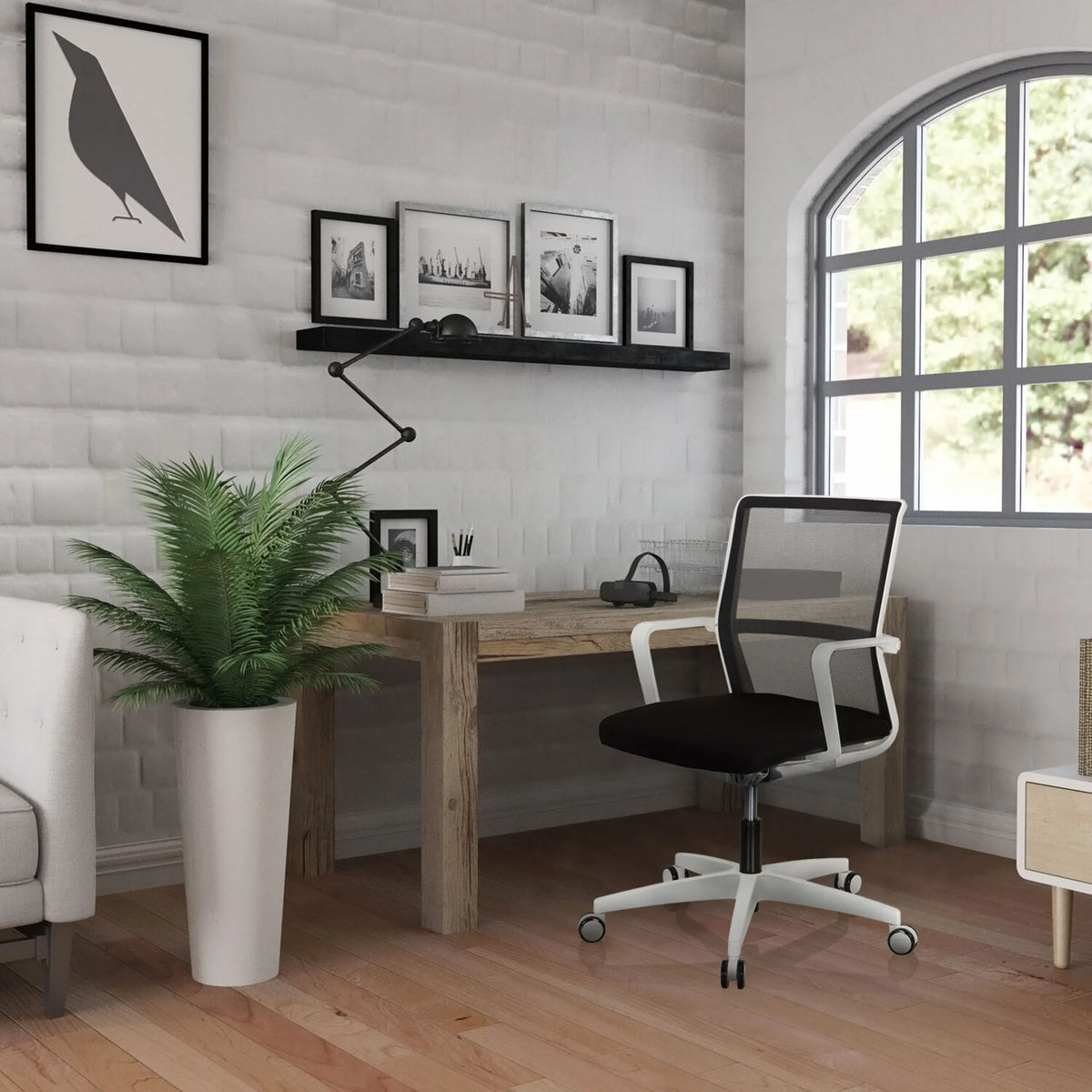 Profi-Bürostuhl MOVE-TEC NET 3D W in Weiß-Schwarz mit Netzrücken und Rollenkreuz von hjh OFFICE