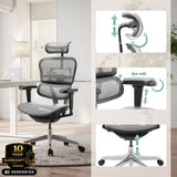 Luxus-Chefsessel ERGOHUMAN ULTRA GEN2 mit verstellbarer Kopfstütze und Armlehnen von hjh OFFICE (KI-generiertes Bild)