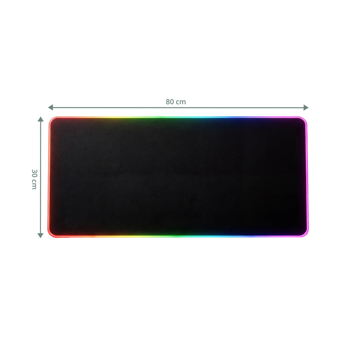 Maßzeichnung der Schreibunterlage Padflux Game in 80 × 30 cm mit RGB-Beleuchtung von hjh OFFICE