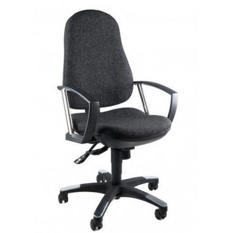 Home-Office-Bürostuhl TRENDY SY mit anthrazitfarbenem Stoffbezug und Armlehnen von Topstar