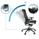 Verstellbare Rückenlehne bis 90 Grad des Profi-Bürostuhls GENIDIA SMART WHITE CM mit Bedienhebeln von hjh OFFICE