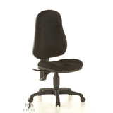 Schwarzer Homeoffice-Bürostuhl WELLPOINT 10 mit Fußkreuz und fünf Rollen von Topstar – 360-Grad-Ansicht (schräge Frontansicht 40°)