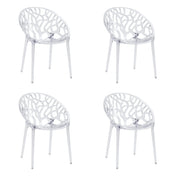 Vier transparente Vierfußstühle Artifo T mit organisch durchbrochener Rückenlehne von hjh LIVING