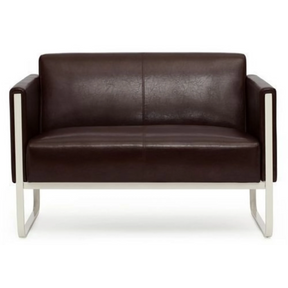 Braunes Loungesofa ARUBA als Zwei-Sitzer mit silbernem Metallgestell von hjh OFFICE
