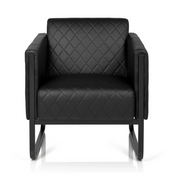 Schwarzer Polstersessel ARUBA BLACK mit Rautensteppung und Kufengestell von hjh OFFICE