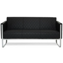 Schwarzes Loungesofa ARUBA STEP als Drei-Sitzer mit Rautensteppung und silbernem Metallgestell von hjh OFFICE