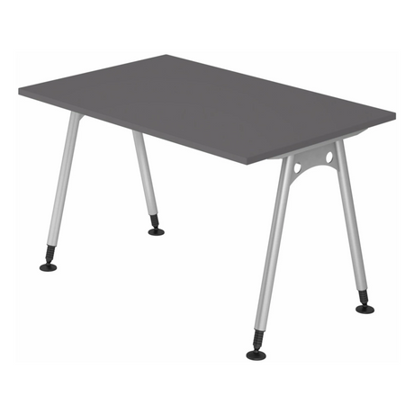 Höhenverstellbarer Schreibtisch ATOS 12 S in Graphit mit silbernen Beinen von hjh OFFICE PRO