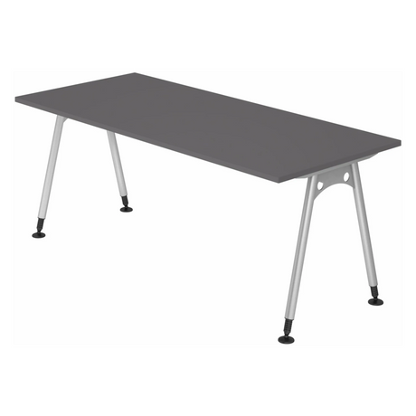 Höhenverstellbarer Schreibtisch ATOS 19 S in Graphit mit silbernen Beinen von hjh OFFICE PRO