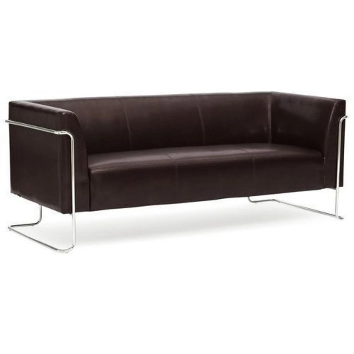 Braunes Loungesofa CURACAO als Drei-Sitzer mit verchromtem Rohrgestell von hjh OFFICE