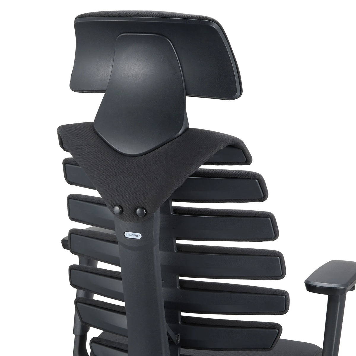 Rückenlehne und Kopfstütze des Profi-Bürostuhls ERGO LINE II PRO in Schwarz aus Stoff von hjh OFFICE