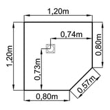 Technische Zeichnung der Trapezplatte LT12 mit 1,20 × 1,20 m von hjh OFFICE PRO