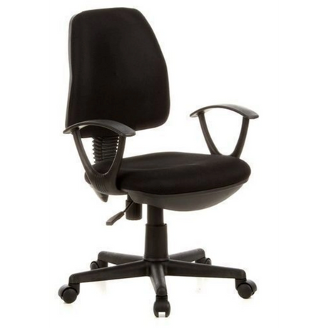 Schwarzer Homeoffice-Bürostuhl CITY 10 mit Armlehnen und Rollenfußkreuz von hjh OFFICE