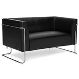 Schwarzes Loungesofa CURACAO als Zwei-Sitzer mit verchromtem Metallgestell von hjh OFFICE