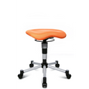 Oranger Drehhocker BALANCE 20 mit silberfarbenem Fußkreuz und fünf Rollen von Topstar