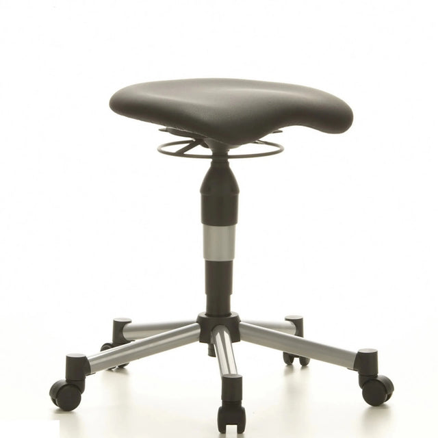 Schwarzer Drehhocker BALANCE 20 mit gepolsterter Sitzfläche und fünf Rollen von Topstar