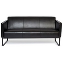 Schwarzes Loungesofa BALI BLACK als Drei-Sitzer mit Lederbezug und Metallgestell von hjh OFFICE