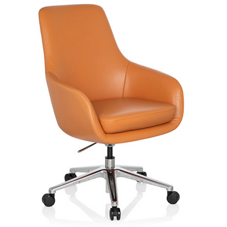 Profi-Chefsessel BARENO in Orange mit geschwungener Schale und glänzendem Sternfuß von hjh OFFICE