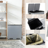 Zweifach-Mülleimer Clean 13 in Grau mit zwei Deckeln und herausnehmbarem Inneneimer von hjh OFFICE