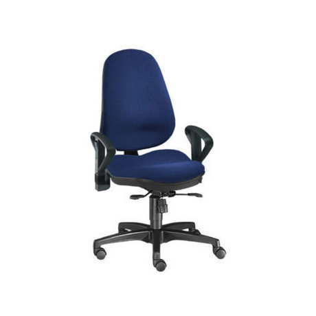 Profi-Bürostuhl ZERO 10 AL mit blauem Stoffbezug, Armlehnen und schwarzem Fußkreuz von Sitwell Steifensand