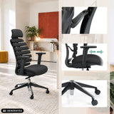 Profi-Bürostuhl ERGO LINE II PRO in Schwarz mit verstellbaren Armlehnen und Fußkreuz mit Rollen von hjh OFFICE