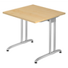Schreibtisch BELA 8 S mit heller Ahornoberfläche und silbernem Metallgestell von hjh OFFICE PRO