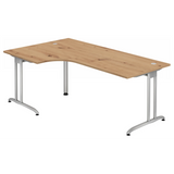 L-förmiger Schreibtisch BELA 82 S in Asteiche mit silbernem Gestell von hjh OFFICE PRO