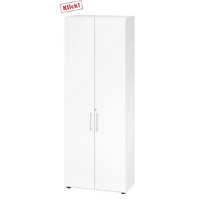 Weißer Schrank BETA 9 mit zwei Türen und silberfarbenen Griffen von hjh OFFICE PRO
