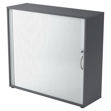 Graphitfarbener Rollladenschrank BETA R 1733S mit Bogengriff aus Metall von hjh OFFICE PRO