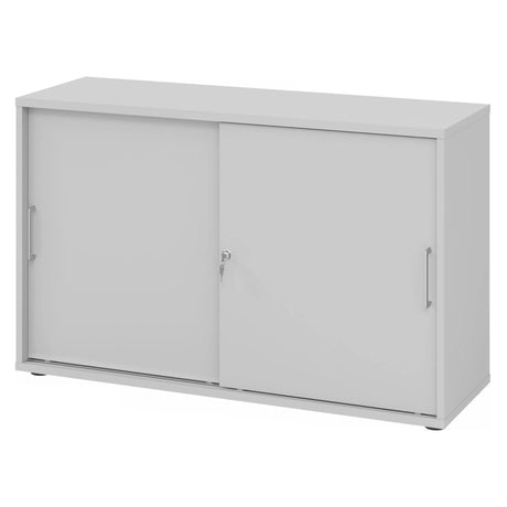 Grauer Schiebetürenschrank BETA S 1752S mit Metallgriffen und Schloss von hjh OFFICE PRO
