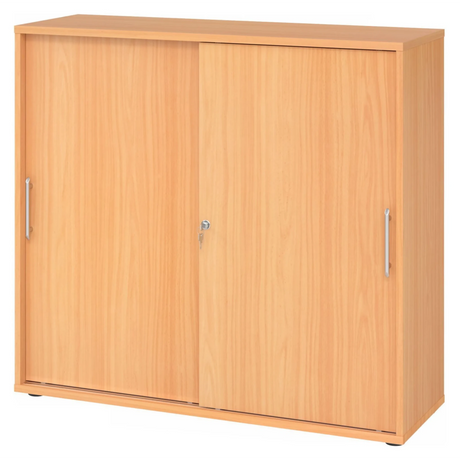 Schiebetürenschrank BETA S 1753S in Buche-Optik mit Kunststoff-Relinggriffen von hjh OFFICE PRO
