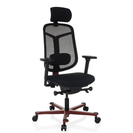 High-End-Bürostuhl BICOLORE HIGH in Schwarz und Rot mit Netzrückenlehne und Kopfstütze von hjh OFFICE