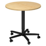 Runder System Konferenztisch BISTRO 80R D mit Ahornholzplatte und schwarzem Sternfuß auf Rollen von hjh OFFICE PRO