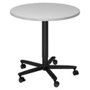 Runder System Konferenztisch BISTRO 80R D mit grauer Tischplatte und schwarzem Sternfuß auf Rollen von hjh OFFICE PRO