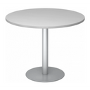 Runder System Konferenztisch BISTRO F100R S in Silber-Grau mit zentralem Standfuß von hjh OFFICE PRO