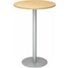 System Konferenztisch BISTRO H80R S mit runder Ahornholzplatte und silbernem Standfuß von hjh OFFICE PRO