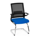 Blau-schwarzer Freischwinger INVENTOR V mit Netzrücken und Armlehnen von hjh OFFICE – 360-Grad-Ansicht (Frontansicht 20°)