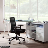 Profi-Bürostuhl PORTO BASE in Schwarz mit Netzrückenlehne und Armlehnen von hjh OFFICE (KI-generiertes Bild)