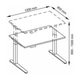 Technische Zeichnung des Schreibtischs XBHM 12 SS mit 1200 × 800 mm von hjh OFFICE PRO