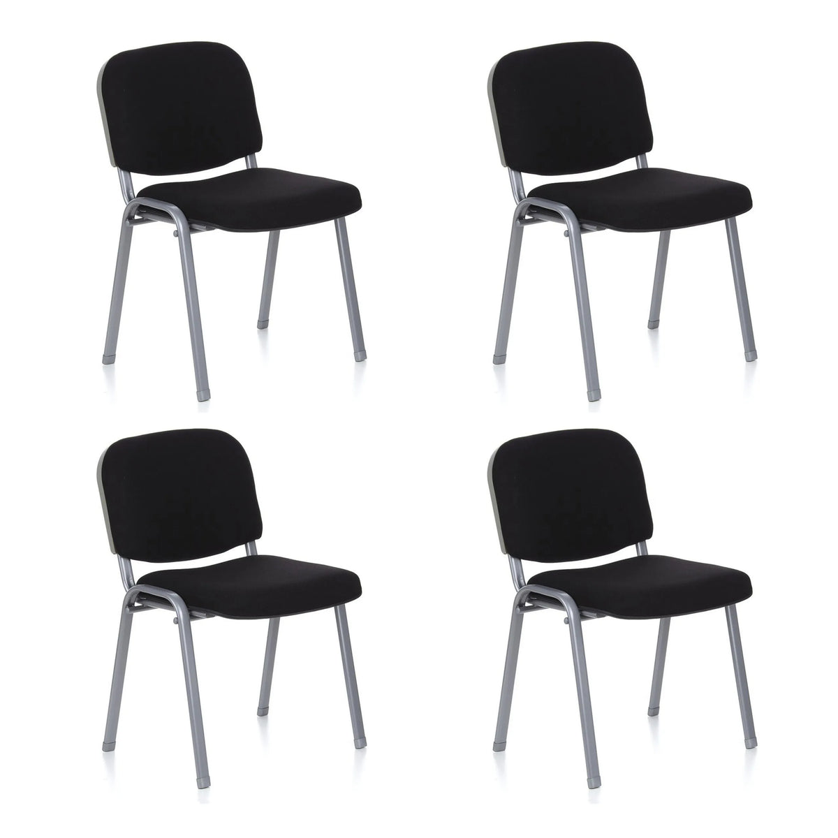 Viererpack der Vierfußstühle XT 600 S in Schwarz mit silberfarbenem Gestell von hjh OFFICE