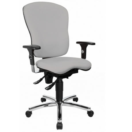 Profi-Bürostuhl SITNESS PRO AL.P4 in Hellgrau mit schwarzen Armlehnen und glänzendem Fußkreuz von Topstar