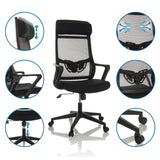 Home-Office-Bürostuhl NEKEO in Schwarz mit verstellbaren Details und Rollen von hjh OFFICE