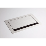 Silberne Steckdosenleiste des Zubehörs ELDATA1 mit Bürstenleiste und Klappdeckel von hjh OFFICE PRO