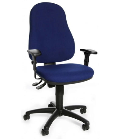 Homeoffice-Bürostuhl CALIFORNIA 60 mit blauem Stoffbezug, Armlehnen und Rollen von Topstar