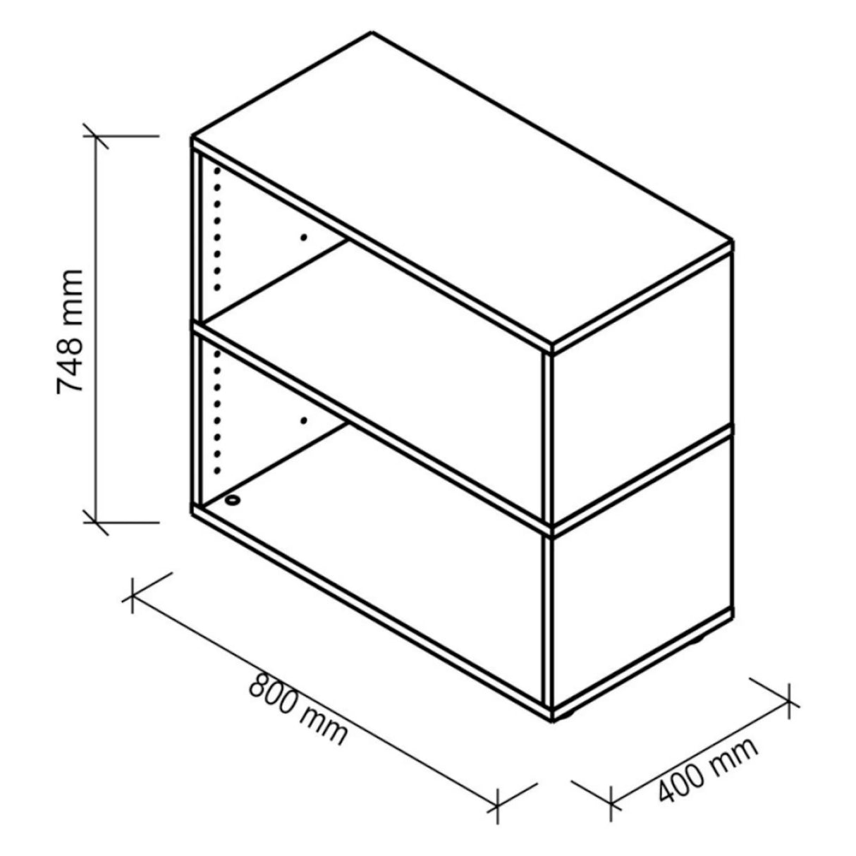 Technische Zeichnung des Korpus FlexWall mit 800 × 400 mm von hjh OFFICE PRO