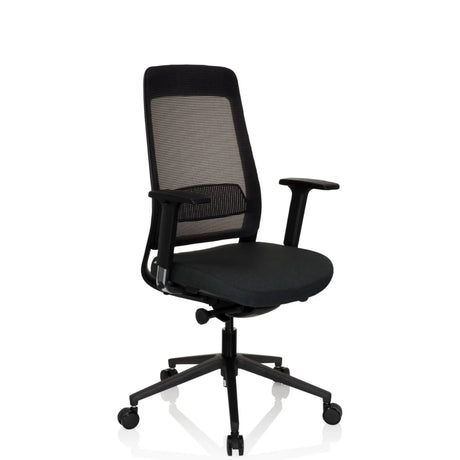Profi-Bürostuhl CHIARO T1 BLACK in Schwarz mit Netzrückenlehne und Armlehnen von hjh OFFICE