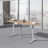 Elektrisch höhenverstellbarer Schreibtisch XMST 22 S in Asteiche mit weißen Beinen von hjh OFFICE PRO
