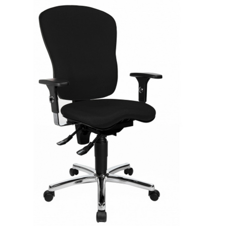 Profi-Bürostuhl SITNESS PRO AL.P4 mit schwarzem Bezug, Armlehnen und verchromtem Fußkreuz von Topstar