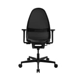 Rückansicht des Profi-Bürostuhls Soft Sitness Art in Schwarz mit Netzrücken und Fußkreuz von Topstar