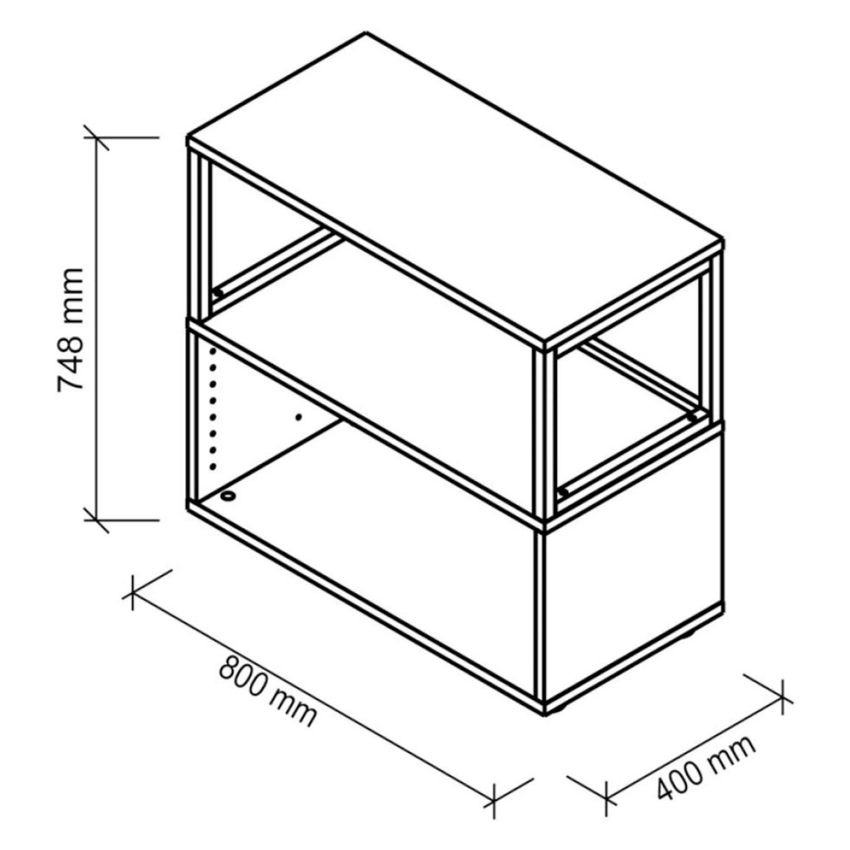 Technische Zeichnung des Unterbaus FlexWall mit 800 × 400 mm von hjh OFFICE PRO